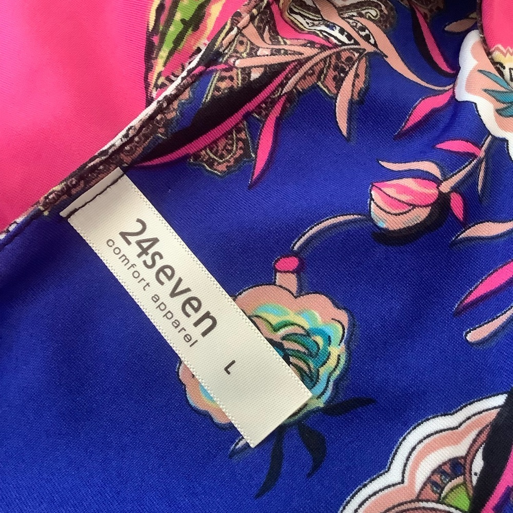 24Seven Comfort Apparel Dress Sleeveless Mixed Print Stretch Size L - Picture 5 of 7